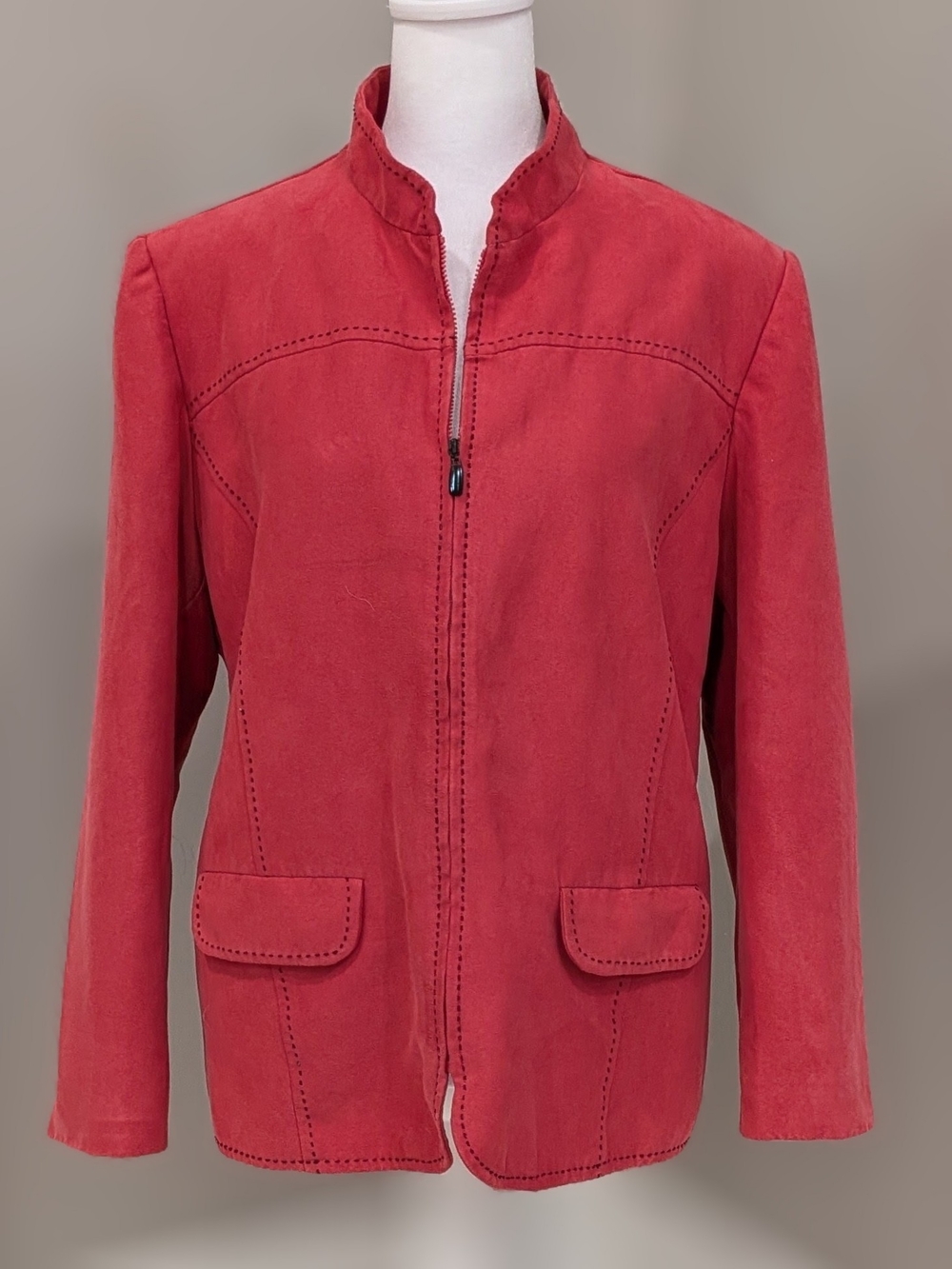 Alfred Dunner Muted Red Zip-Front Blazer/Jacket Size 14